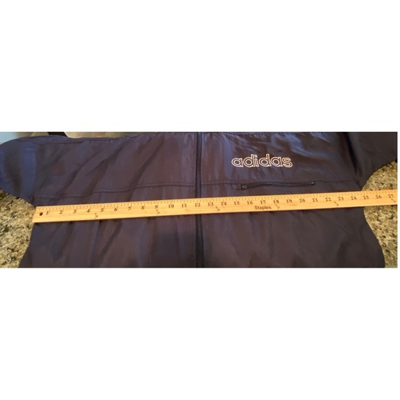 Vintage Adidas Mens Medium Navy Blue Ripstop Hooded Windbreaker Jacket 90s - Picture 13 of 14